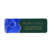 Royal Blue Gold Green Wedding Retouradres Etiket (Voorkant)