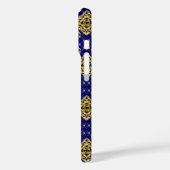 Royal Blue & Gold Hearts iPhone 16 Hoesje (Achterkant / Links)