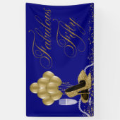 Royal Blue Gold High Heel Shoe Pearl 50e verjaarda Spandoek (Verticaal)