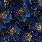 Royal Blue Gold iPhone Hoesje Lux Monogram Bloemen