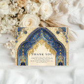 Royal Blue Gold Islamic Wedding Bedankkaart
