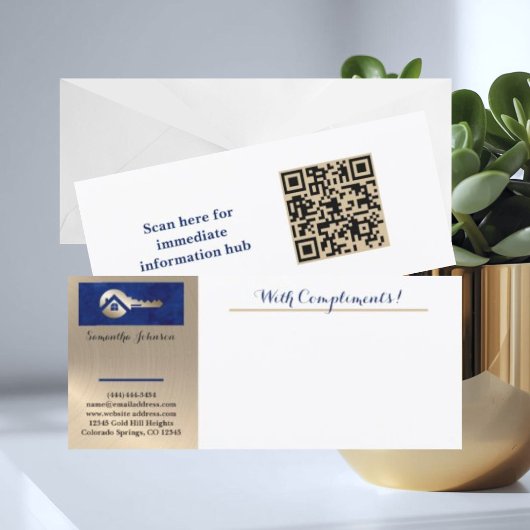 Royal Blue Gold Key Realtor With Compliments Slip