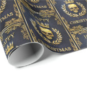 Royal Blue & Gold King van de dode kerst Cadeaupapier (Rol Hoek)