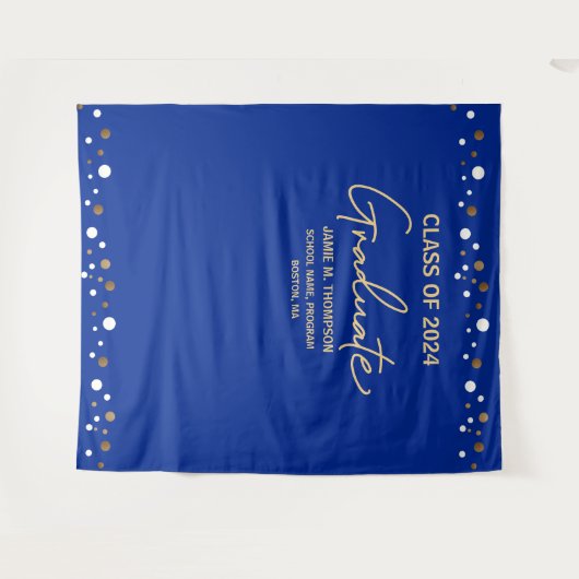 Royal Blue Gold Klasse van 2024 achtergrond afstud Wandkleed (Voorkant (horizontaal))