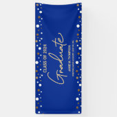Royal Blue Gold Klasse van 2024 Afstuderen Spandoek (Verticaal)