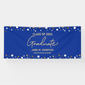 Royal Blue Gold Klasse van 2024 Naam Afstuderen Spandoek (Horizontaal)
