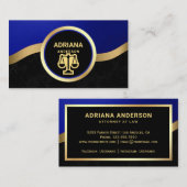 Royal Blue Gold Lawyer Justice Scale Attorney Visitekaartje (Voorkant / Achterkant)