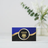 Royal Blue Gold Lawyer Justice Scale Attorney Visitekaartje (Staand voorkant)