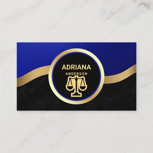 Royal Blue Gold Lawyer Justice Scale Attorney Visitekaartje (Voorkant)