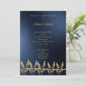 ROYAL BLUE Gold leaf ELEGANT CLASSY WEDDING Kaart (Staand voorkant)