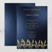 ROYAL BLUE Gold leaf ELEGANT CLASSY WEDDING Kaart (Voorkant / Achterkant)