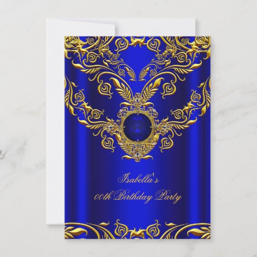 Royal Blue Gold legant Elite Birthday Party 2 Kaart (Voorkant)