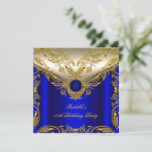 Royal Blue Gold legant Elite Birthday Party Kaart (Staand voorkant)
