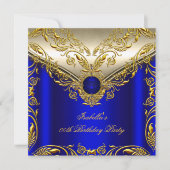 Royal Blue Gold legant Elite Birthday Party Kaart (Voorkant)