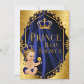 Royal Blue & Gold Little Prince Crown Kaart (Voorkant)