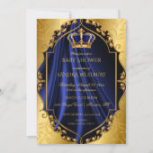 Royal Blue & Gold Little Prince Crown Kaart (Achterkant)