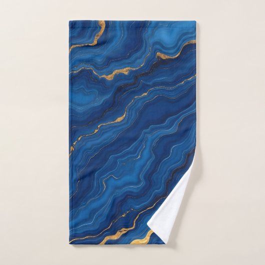 Royal Blue Gold Marble Collectie Bad Handdoek (Handdoek)