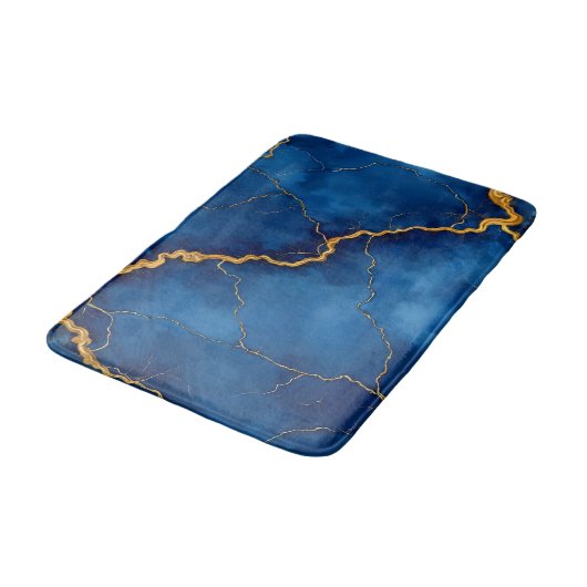 Royal Blue Gold Marble Collectie Badmat (Gekanteld)