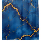 Royal Blue Gold Marble Collectie Douchegordijn (Voorkant)