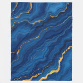 Royal Blue Gold Marble Collectie Fleece Deken (Voorkant)