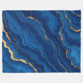 Royal Blue Gold Marble Collectie Fleece Deken (Voorkant (Horizontaal))