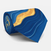 Royal Blue Gold Marble Collectie Stropdas (Opgerold)