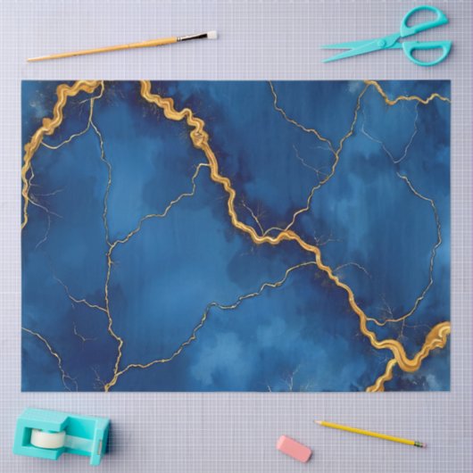 Royal Blue Gold Marble Collectie Tissuepapier (Craft)