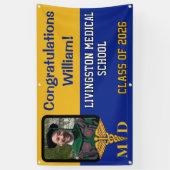 Royal Blue & Gold Medical School Afstuderen Spandoek (Verticaal)