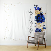 Royal Blue Gold Metallic Vrijgezellenfeest missen  Wandkleed (In Situ (horizontaal))