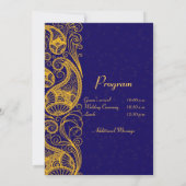 Royal Blue Gold Paisley Hindu Indian Wedding Kaart (Achterkant)