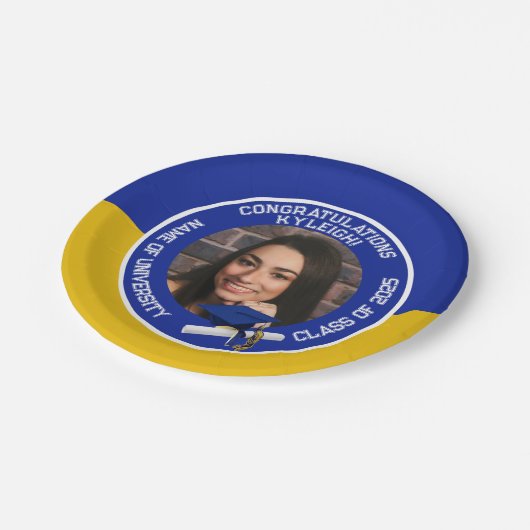 Royal Blue & Gold Pet & Diploma Foto Afstuderen Papieren Bordje (Gekanteld)