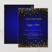 Royal Blue Gold Popular Save the date Briefkaart (Voorkant / Achterkant)