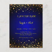 Royal Blue Gold Popular Save the date Briefkaart (Voorkant)
