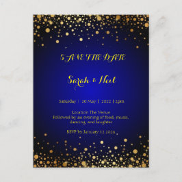 Royal Blue Gold Popular Save the date Briefkaart
