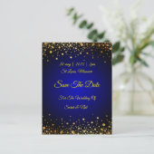 Royal Blue Gold Popular sparen de datumuitnodiging Briefkaart (Staand voorkant)