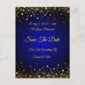 Royal Blue Gold Popular sparen de datumuitnodiging Briefkaart (Voorkant)