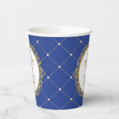 Royal Blue Gold Prince Baby Birthday Party Papieren Bekers (Links)