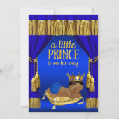 Royal Blue Gold Prince Baby Boy Shower-uitnodiging Kaart (Voorkant)