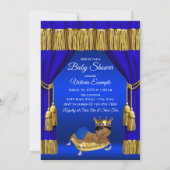Royal Blue Gold Prince Baby Boy Shower-uitnodiging Kaart (Achterkant)