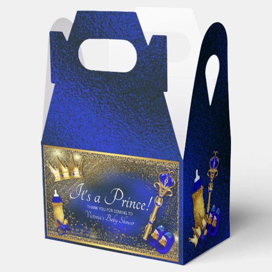 Royal Blue Gold Prince Baby shower Bedankdoosjes (Geopend)