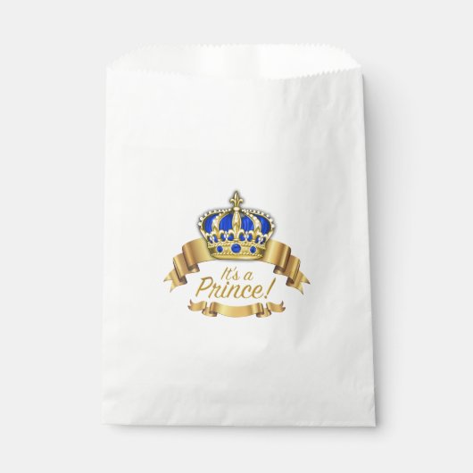 Royal Blue Gold Prince Baby shower Bedankzakje (Voorkant)