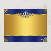 Royal Blue Gold Prince Baby shower Briefkaart (Achterkant)