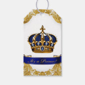 Royal Blue Gold Prince Baby shower Cadeaulabel (Voorkant)