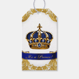 Royal Blue Gold Prince Baby shower Cadeaulabel