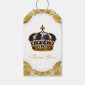 Royal Blue Gold Prince Baby shower Cadeaulabel (Achterkant)