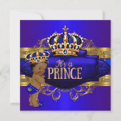 Royal Blue Gold Prince Baby shower Etnische uitnod Kaart (Voorkant)