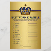 Royal Blue Gold Prince Baby shower Games Flyer (Voorkant)
