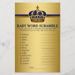 Royal Blue Gold Prince Baby shower Games Flyer