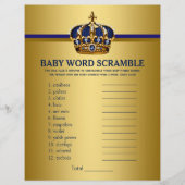 Royal Blue Gold Prince Baby shower Games Flyer (Voorkant)