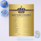 Royal Blue Gold Prince Baby shower Games Flyer (Enkel)